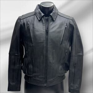 XPERT PERFORMANCE GEAR Men’s Medium Black Heavy Leather Motorcycle Jacket